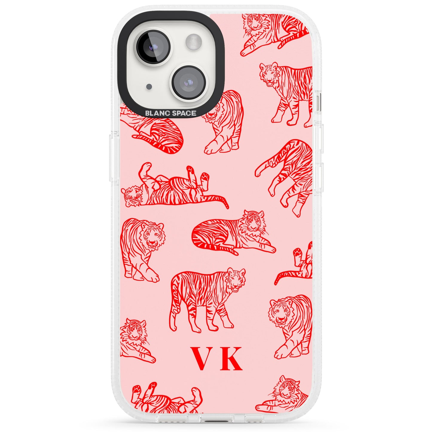 Personalised Red Tiger Outlines On Pink