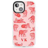 Personalised Red Tiger Outlines On Pink