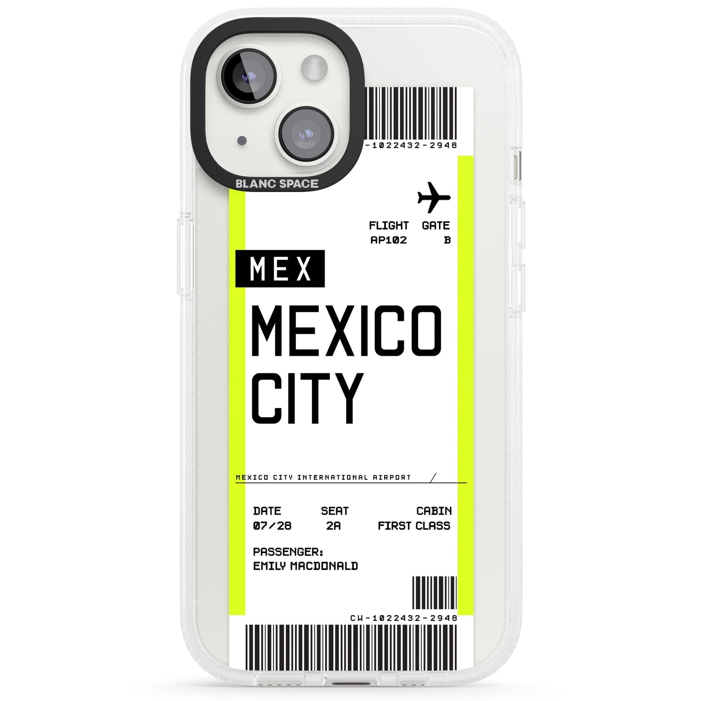 Carte d'embarquement personnalisée pour Mexico