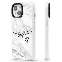 Personalised White Marble Heart