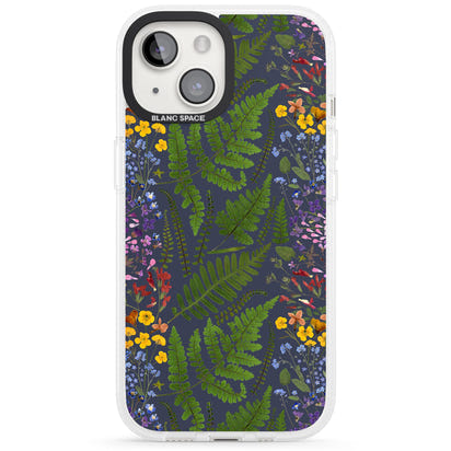 Busy Floral And Fern Design Navy