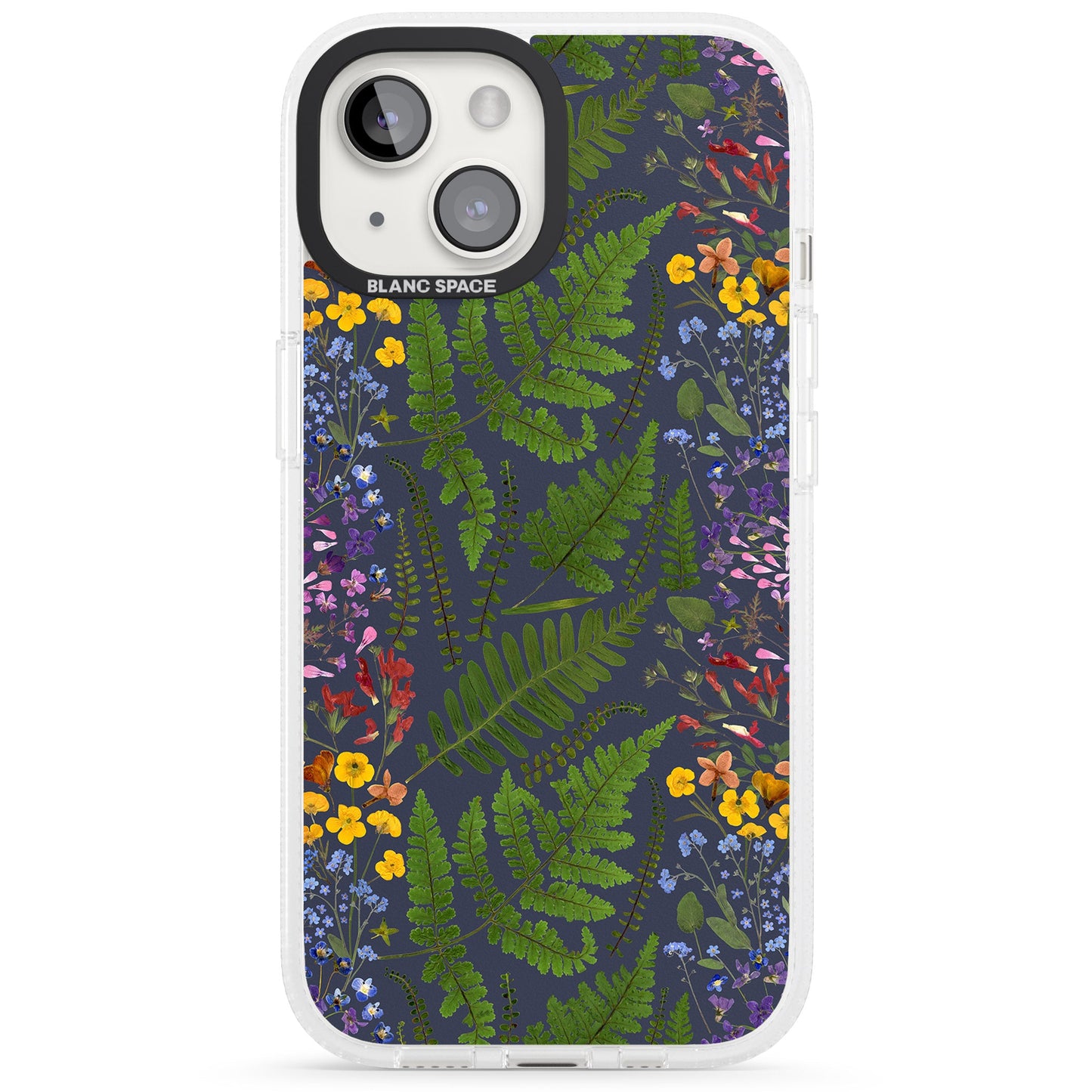 Busy Floral And Fern Design Navy
