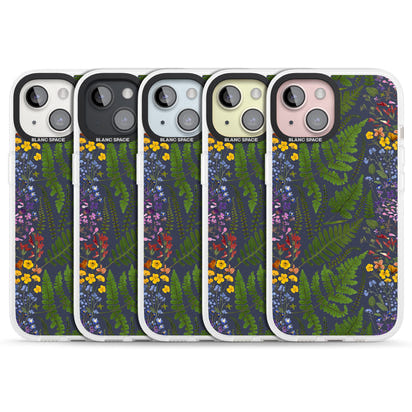 Busy Floral And Fern Design Navy