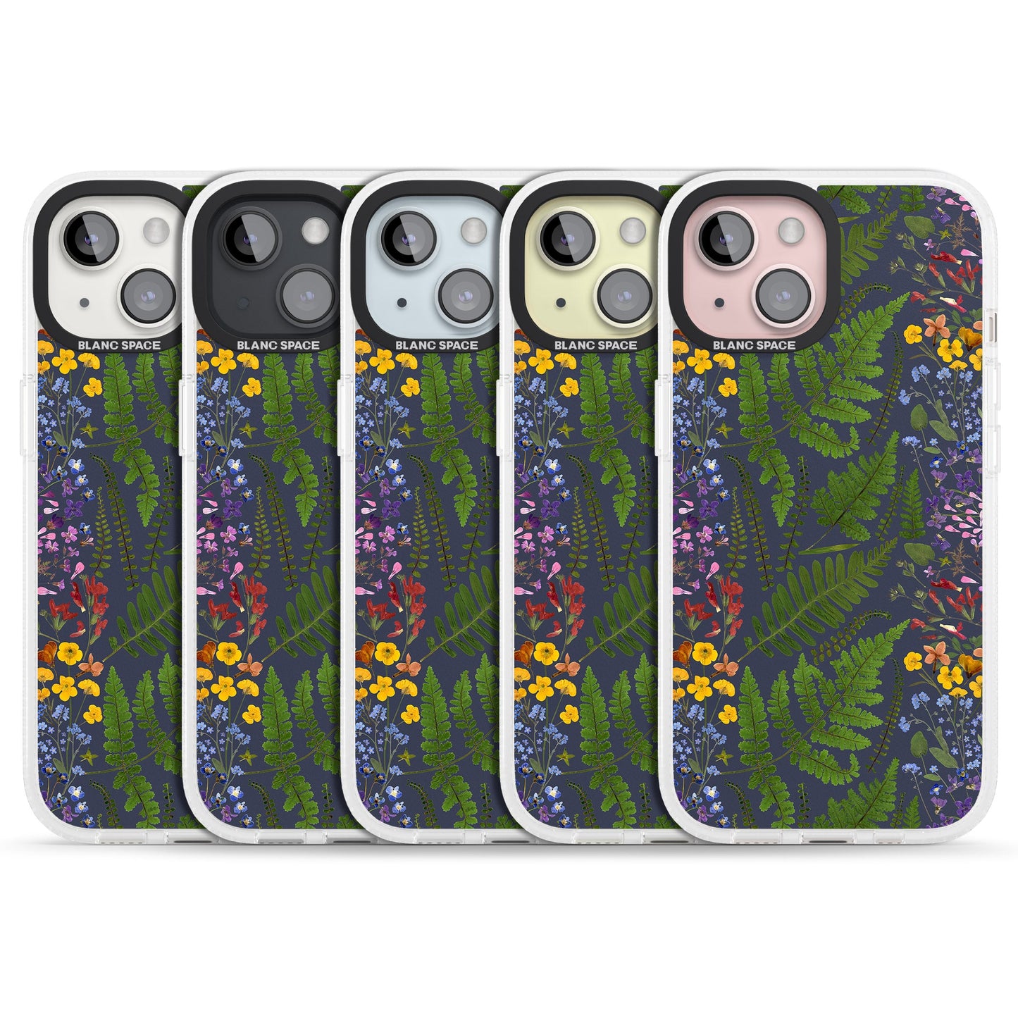 Busy Floral And Fern Design Navy