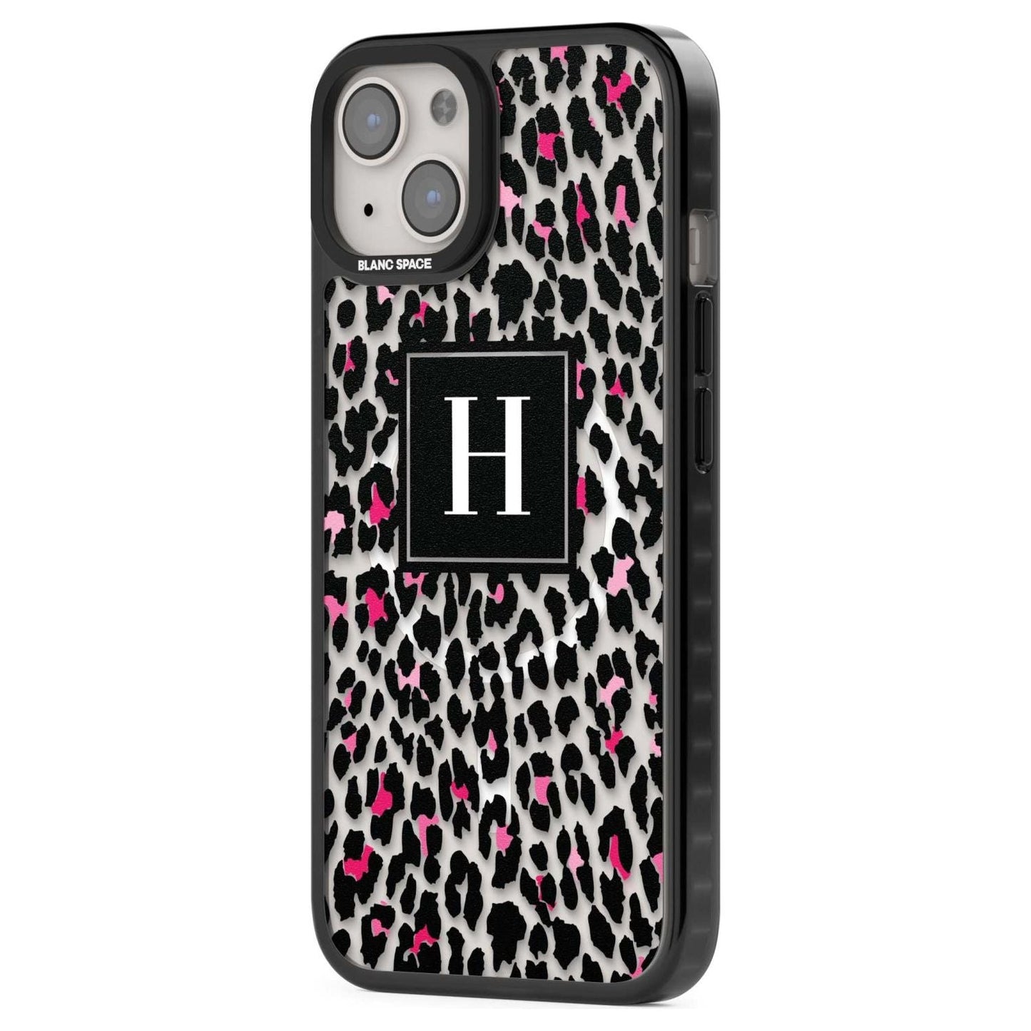 Personalised Clear Pink Leopard Monogram