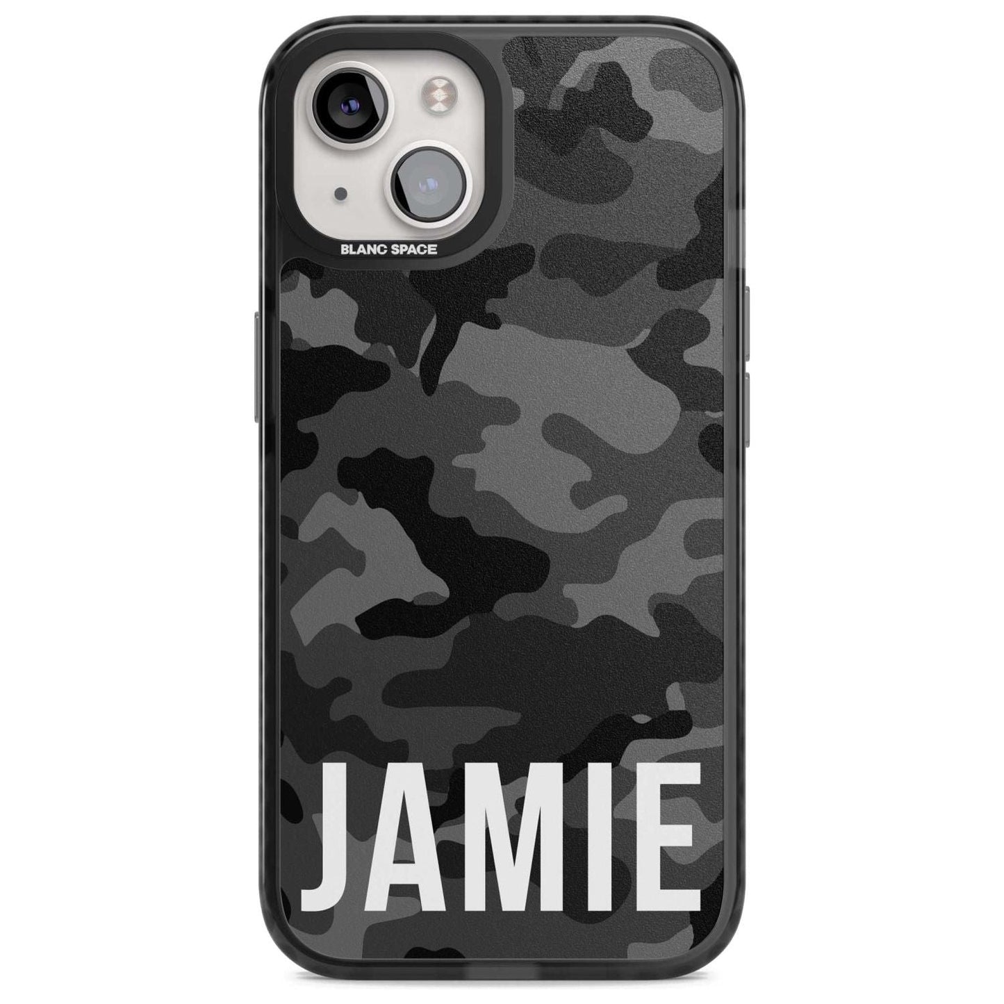 Personalisierter Name im schwarzen Camouflage-Muster (horizontal)
