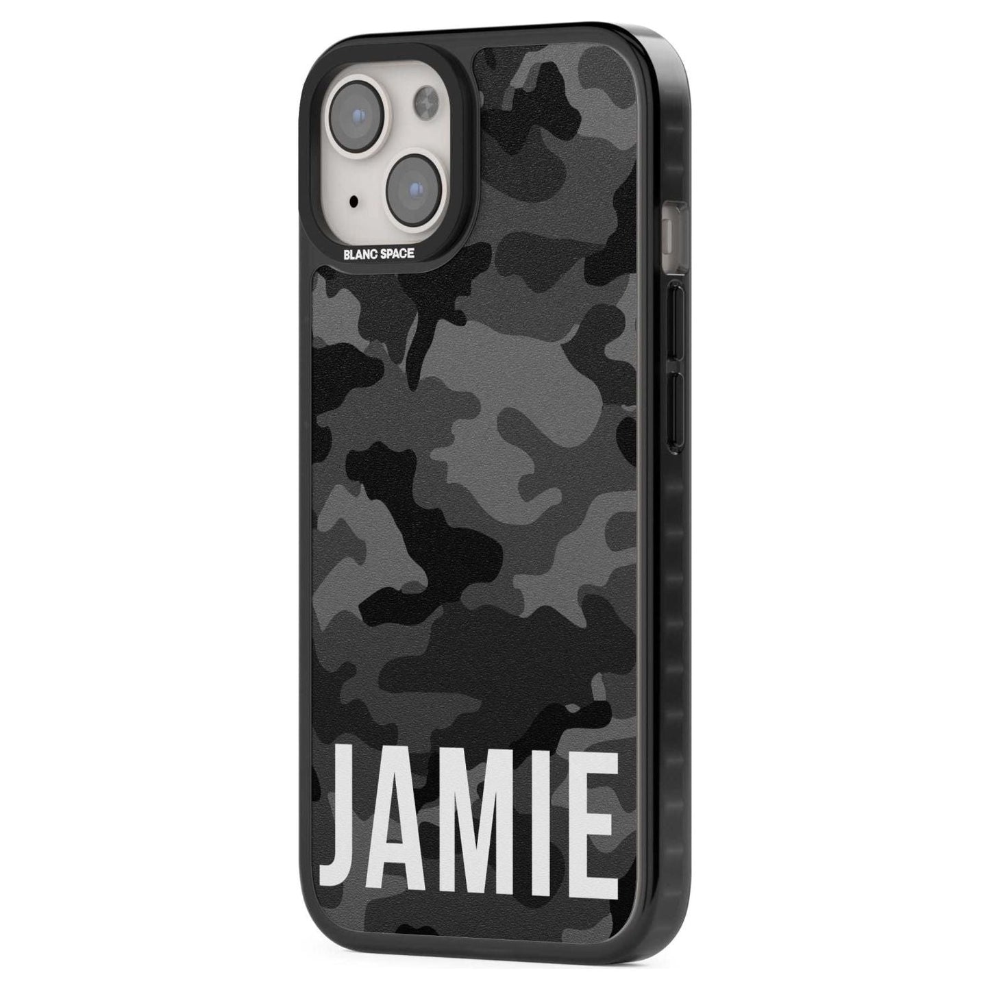 Personalisierter Name im schwarzen Camouflage-Muster (horizontal)