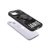 Personalisierter Name im schwarzen Camouflage-Muster (horizontal)