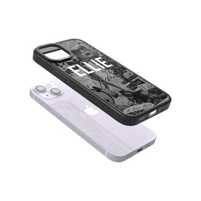 Personalisierte Vintage-Collage in Graustufen