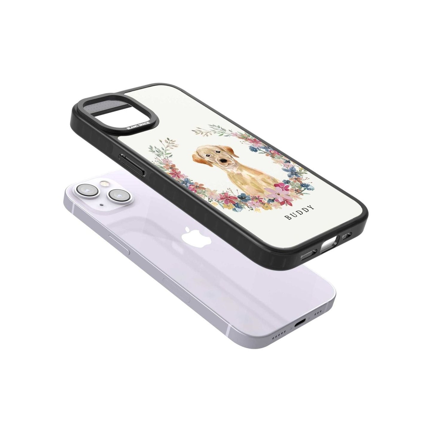 Portrait floral personnalisé d'un Labrador Retriever jaune