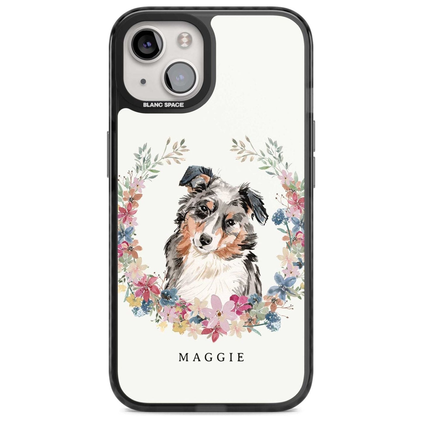 Personalised Australian Shepherd Floral Portrait