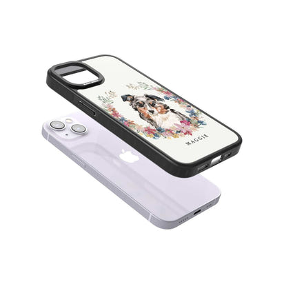 Personalised Australian Shepherd Floral Portrait