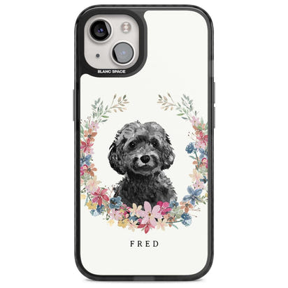 Personalised Black Cockapoo Floral Portrait