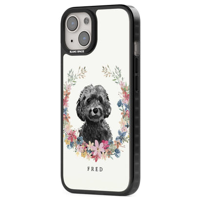 Personalised Black Cockapoo Floral Portrait
