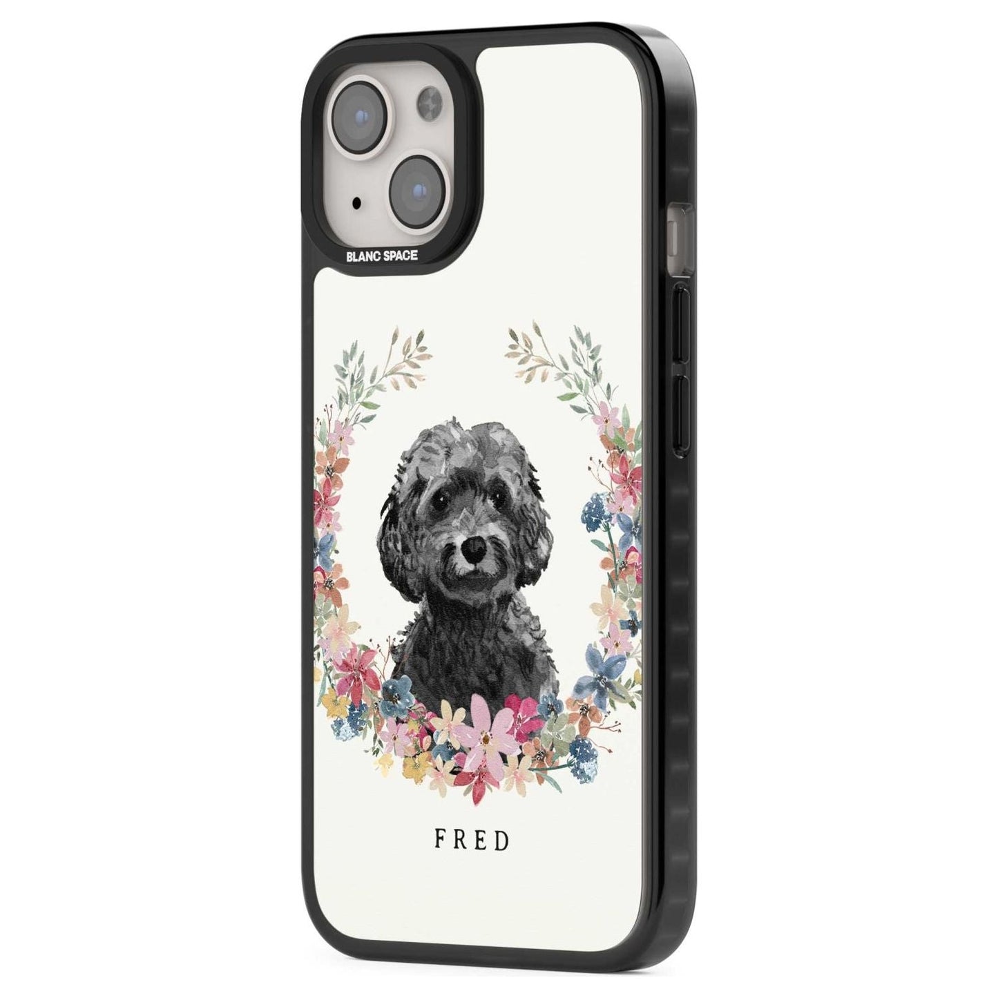 Personalised Black Cockapoo Floral Portrait