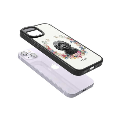 Personalised Black Cockapoo Floral Portrait