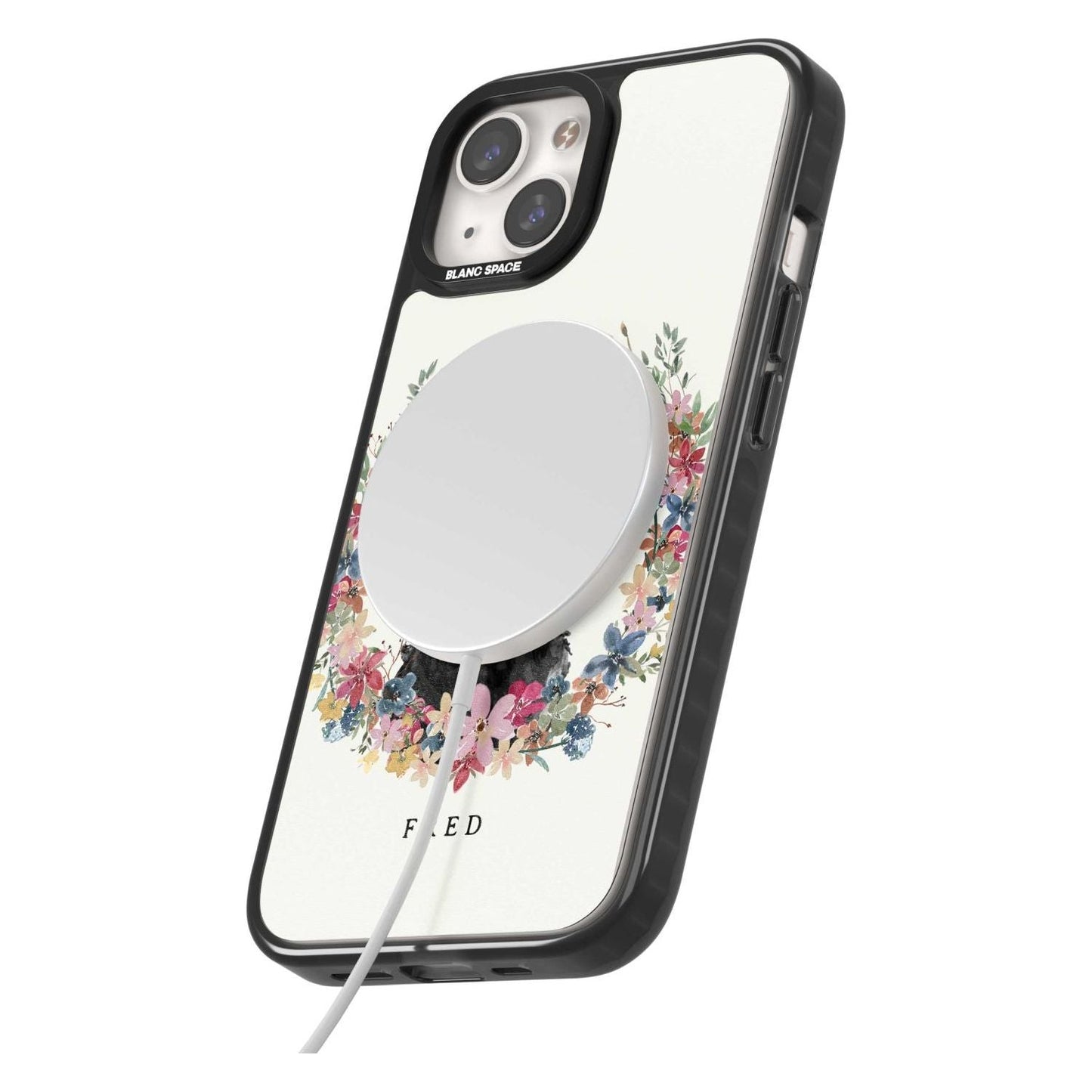 Personalised Black Cockapoo Floral Portrait