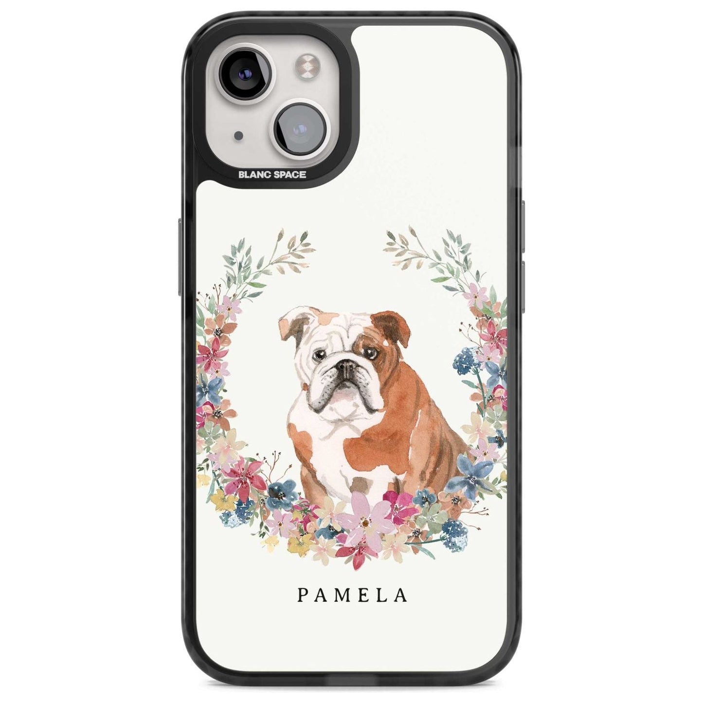 Personalised English Bulldog Floral Portrait
