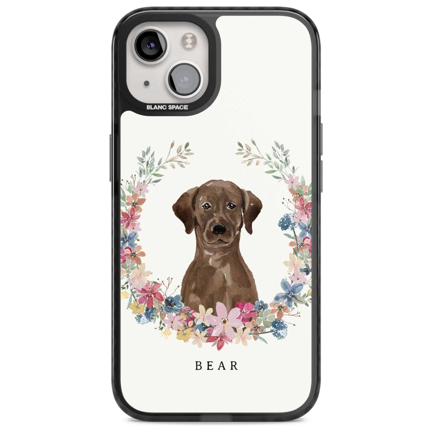 Personalised Chocolate Labrador Floral Portrait