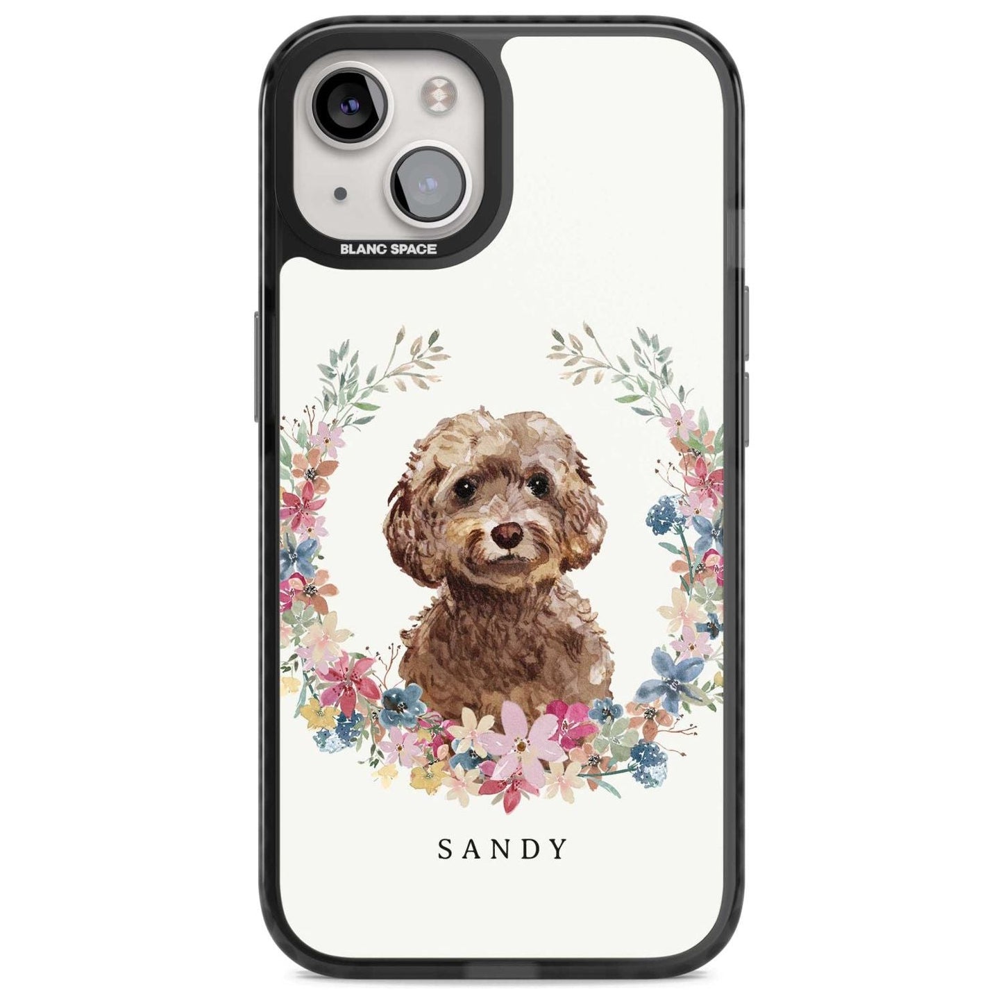 Personalised Brown Cockapoo Floral Portrait