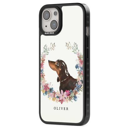 Personalised Black & Tan Dachshund Floral Portrait