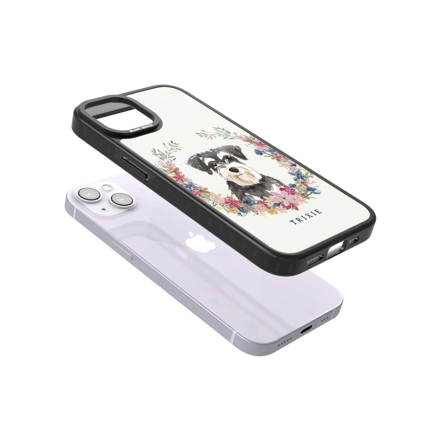 Personalised Watercolor Schnauzer Floral Portrait