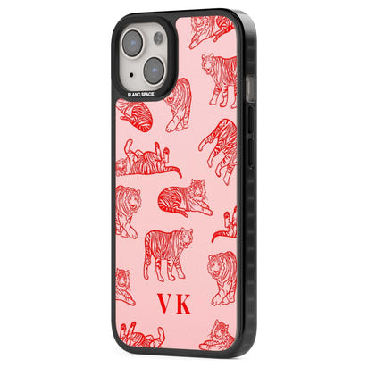 Personalised Red Tiger Outlines On Pink