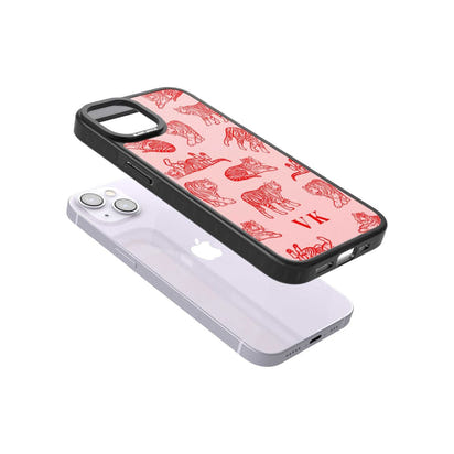 Personalised Red Tiger Outlines On Pink