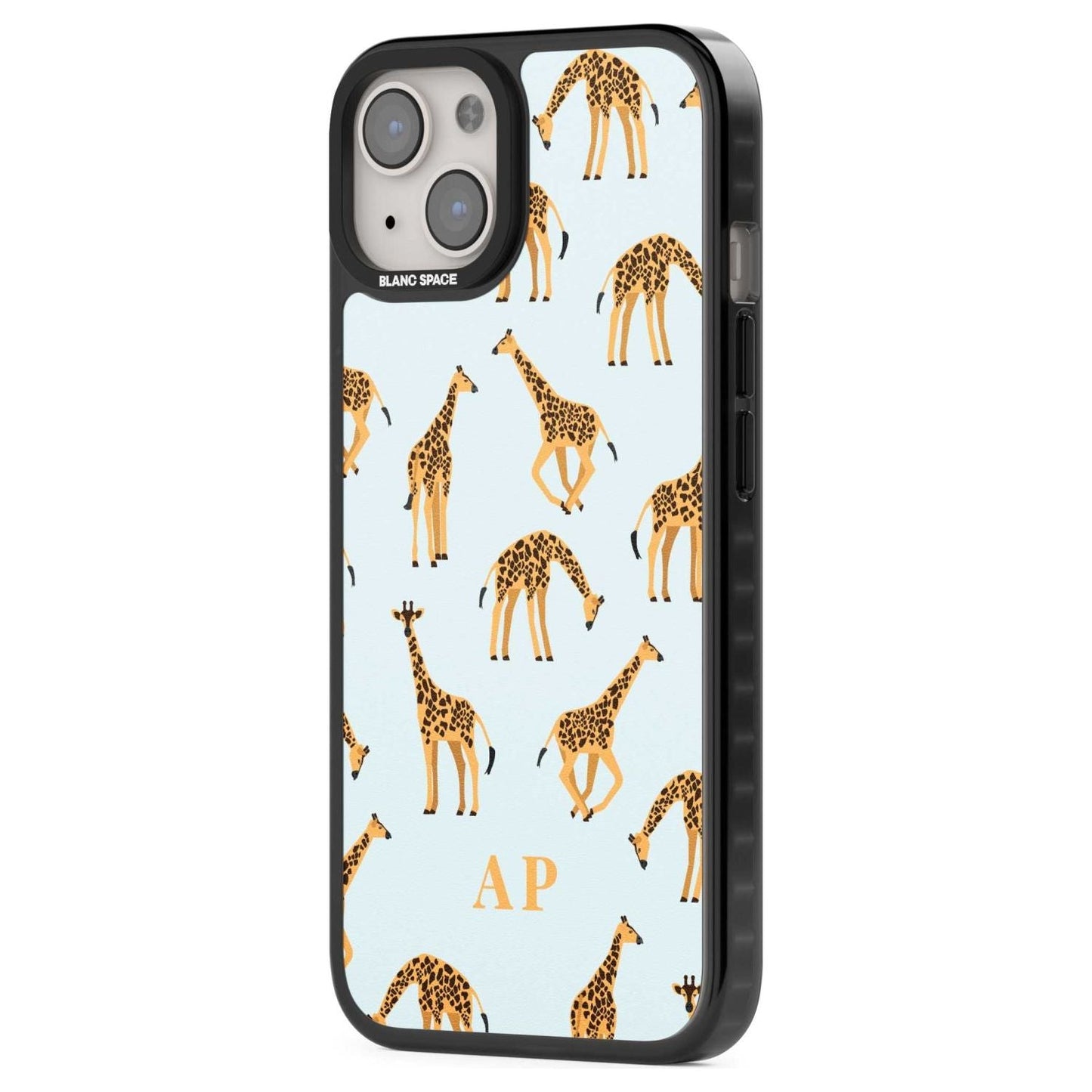 Personalisiertes Safari-Giraffenmuster auf Blau