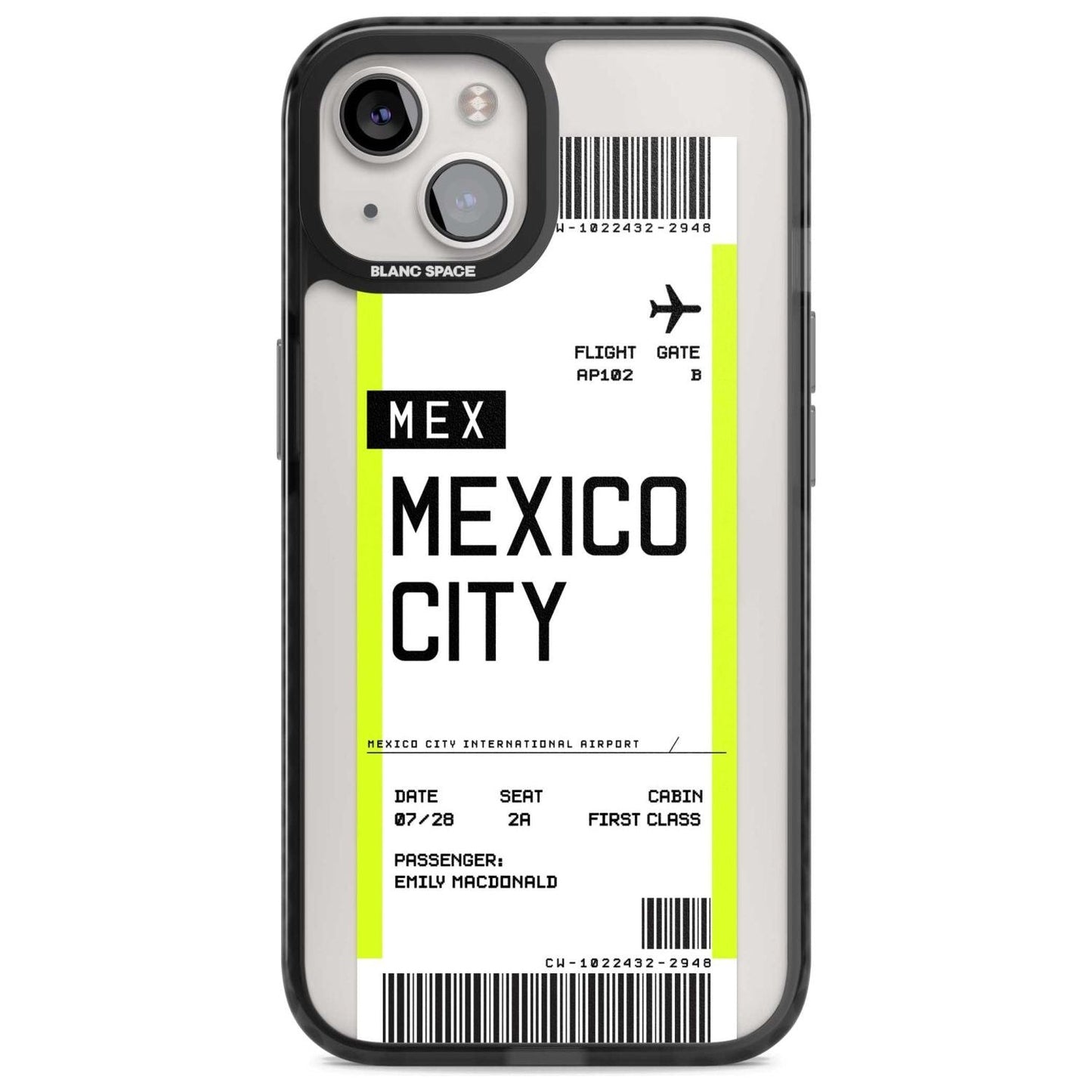 Carte d'embarquement personnalisée pour Mexico