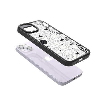 Cartoon Cat Collage Black & White