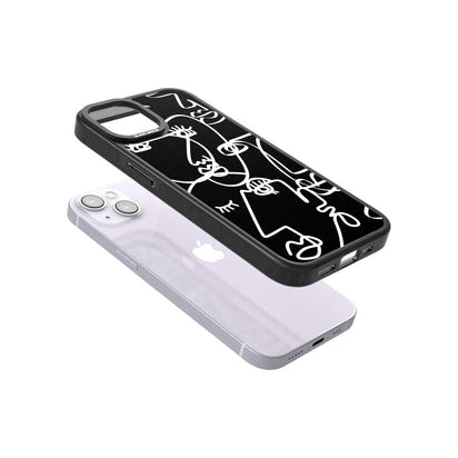 Art abstrait au trait blanc et noir