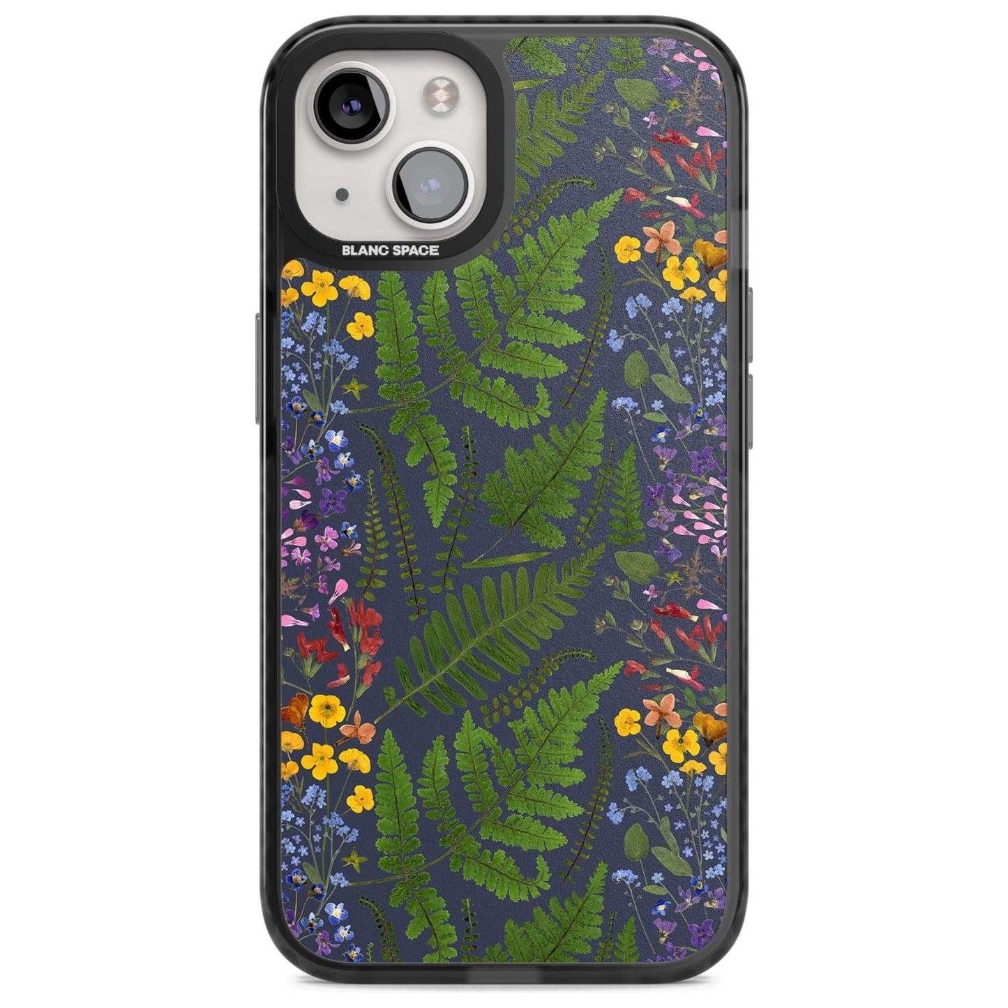 Busy Floral And Fern Design Navy
