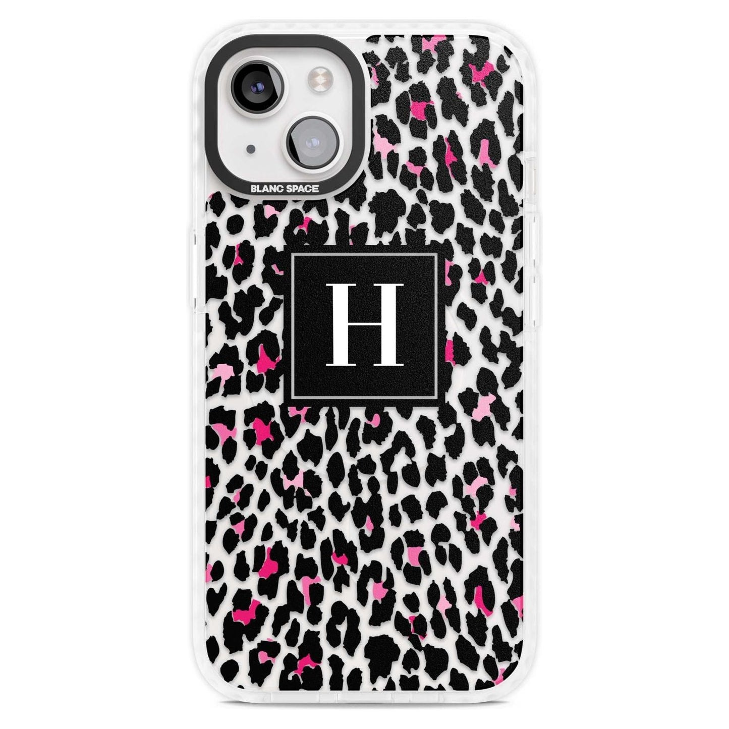 Personalised Clear Pink Leopard Monogram