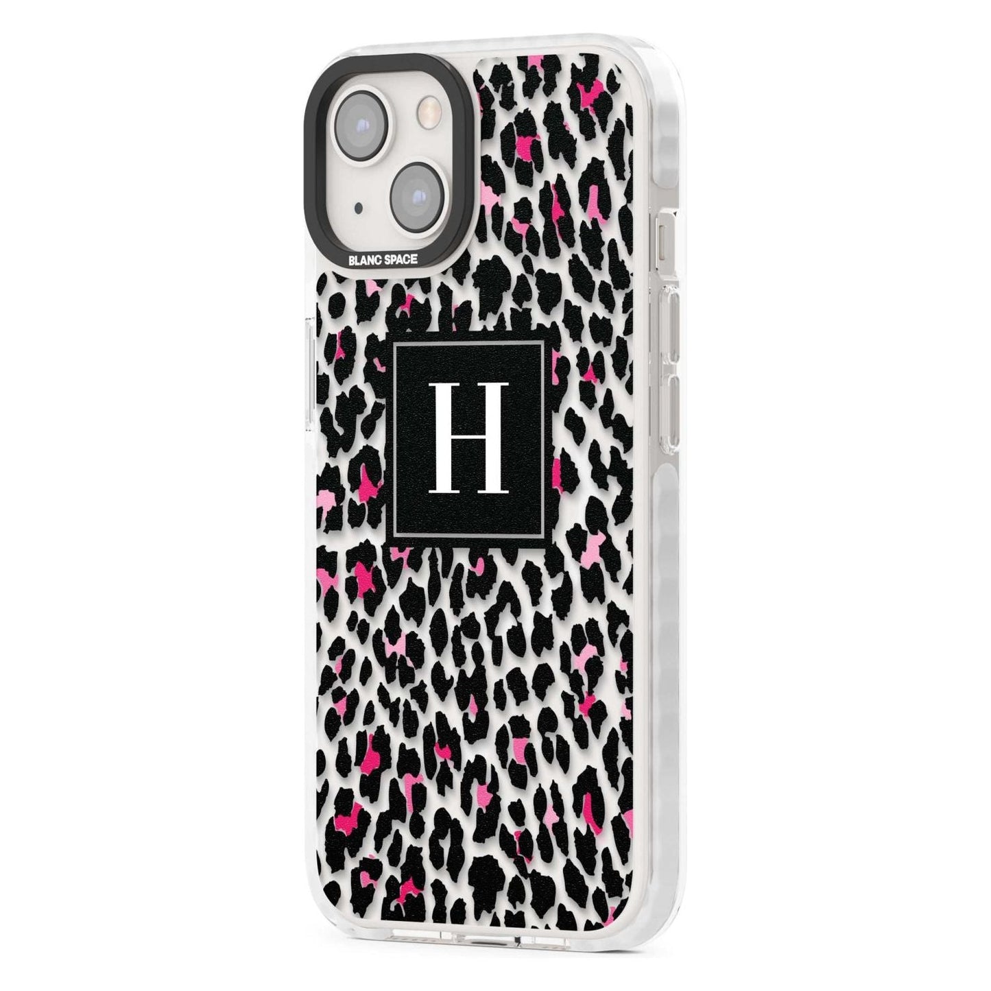 Personalised Clear Pink Leopard Monogram