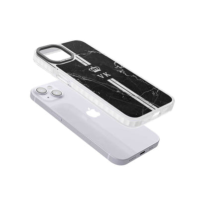 Personalised Black Marble Stripe Initials