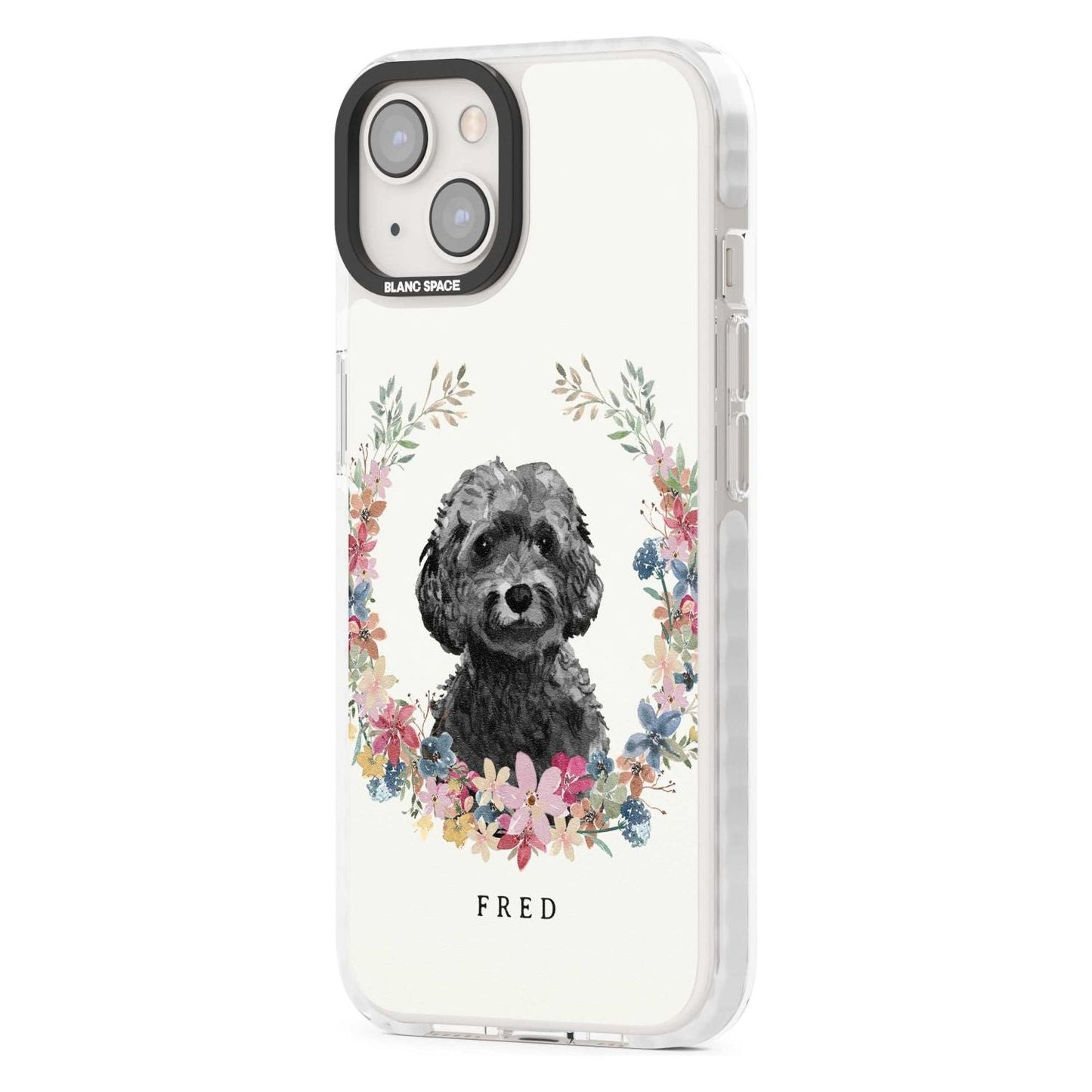 Personalised Black Cockapoo Floral Portrait