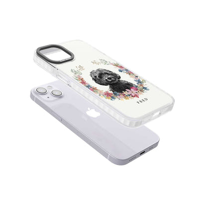 Personalised Black Cockapoo Floral Portrait