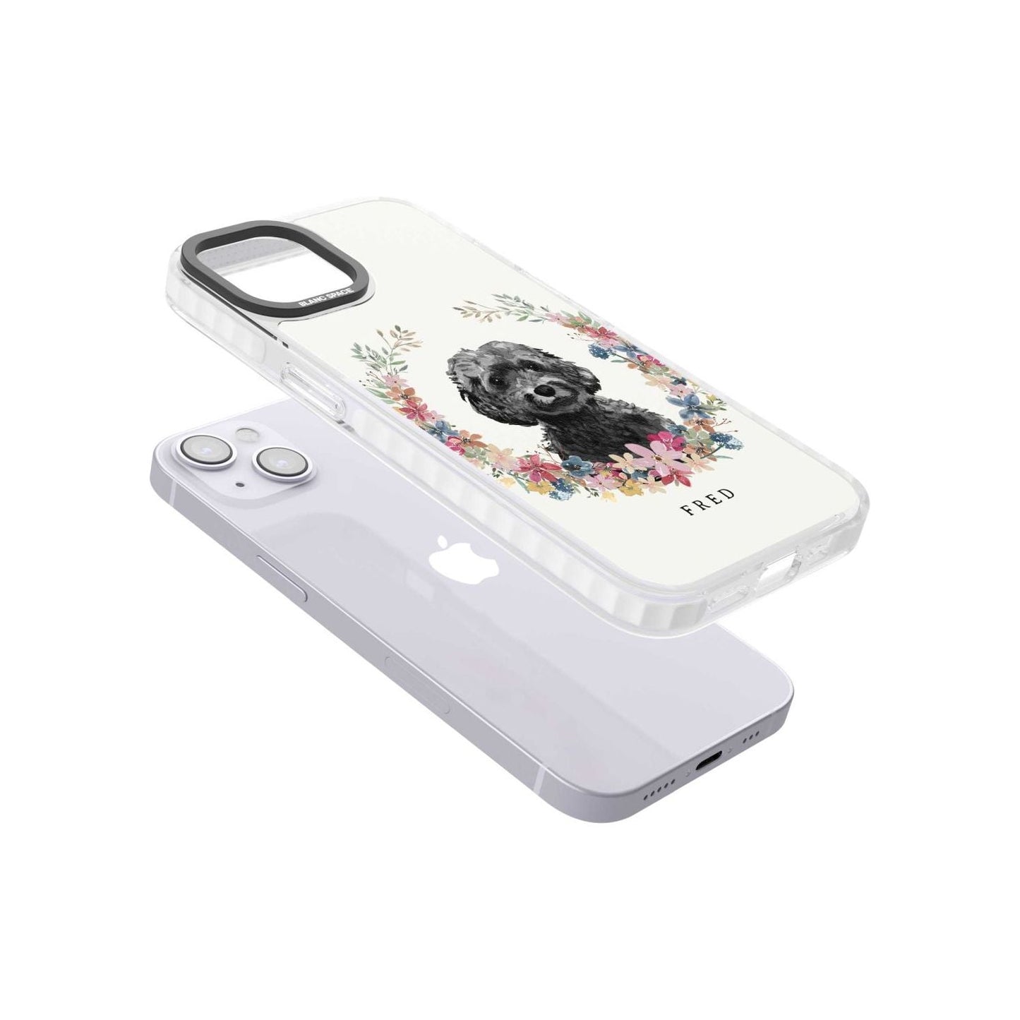 Personalised Black Cockapoo Floral Portrait