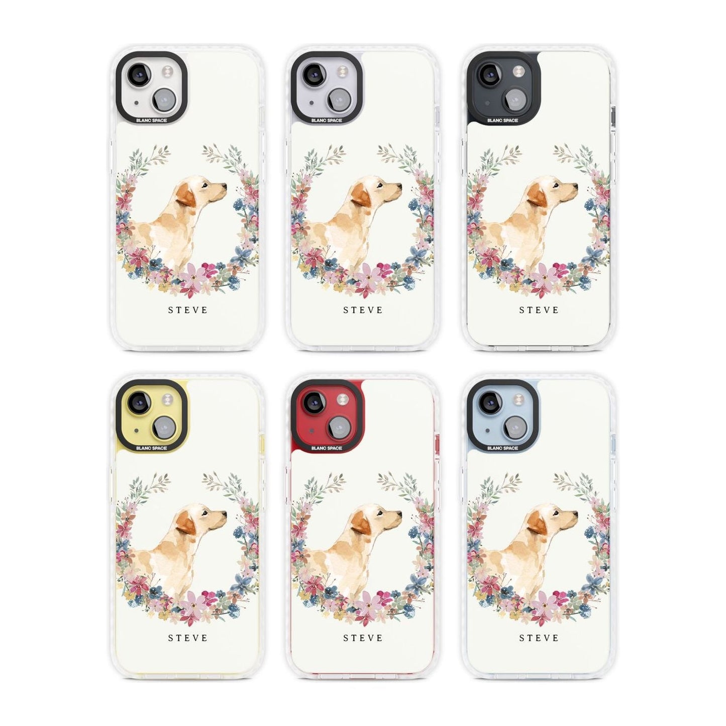 Personalised Yellow Labrador Floral Portrait