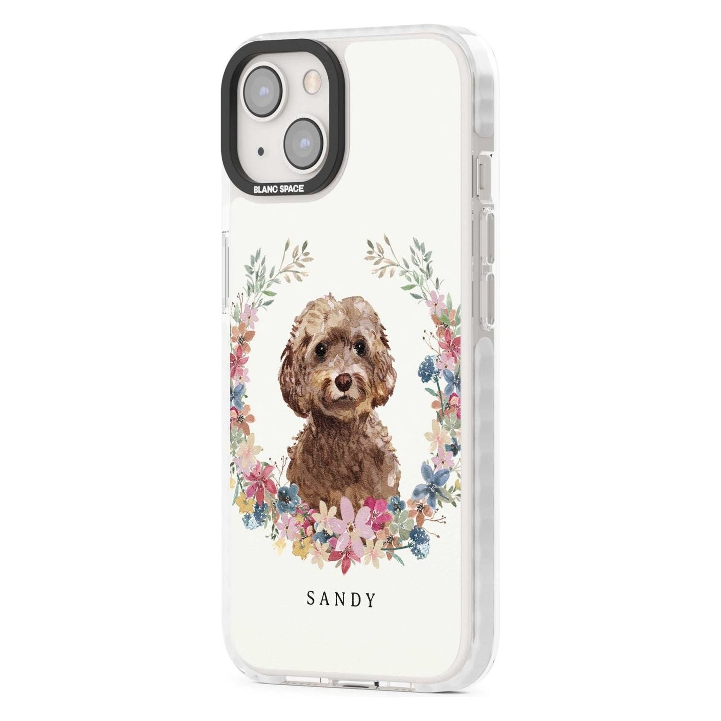 Personalised Brown Cockapoo Floral Portrait