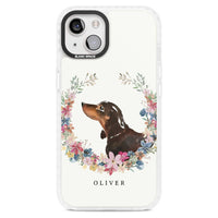 Personalised Black & Tan Dachshund Floral Portrait