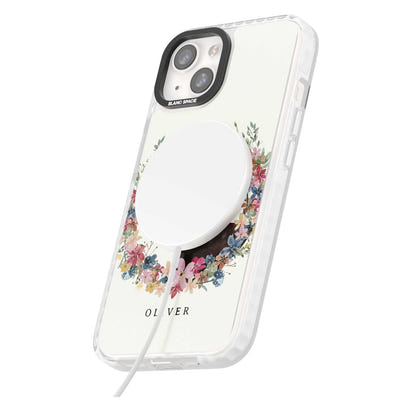 Personalised Black & Tan Dachshund Floral Portrait