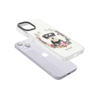 Personalised Watercolor Schnauzer Floral Portrait