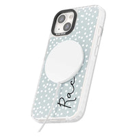 Écriture cursive verticale personnalisée et points