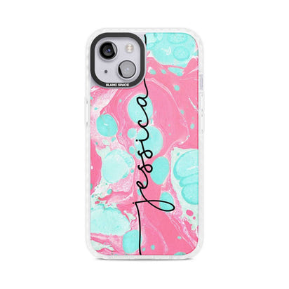 Personalised Turquoise & Pink Marbled