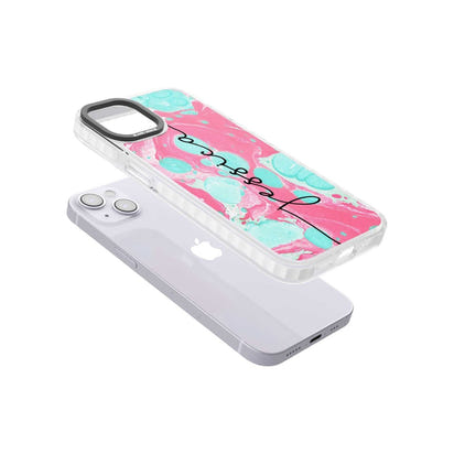 Personalised Turquoise & Pink Marbled
