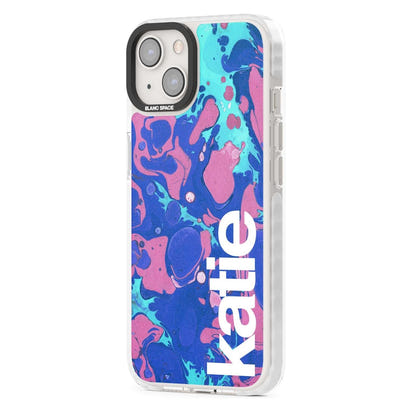 Personalisiertes marineblau-türkisfarbenes Marmor-Design