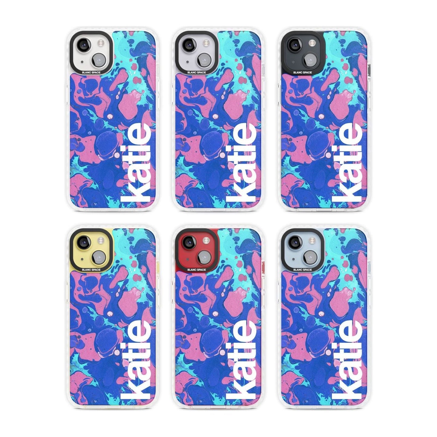 Personalisiertes marineblau-türkisfarbenes Marmor-Design