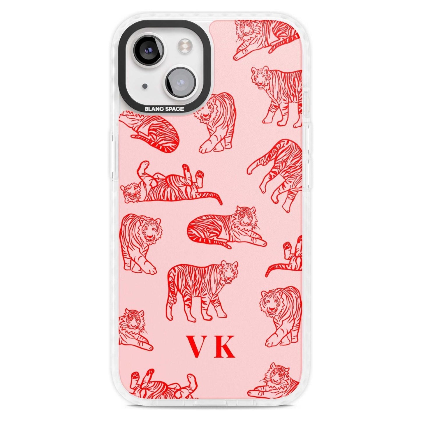 Personalised Red Tiger Outlines On Pink